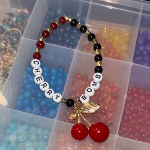 Cherry Bomb handcrafted Beaded Bracelet by me🍒🍒